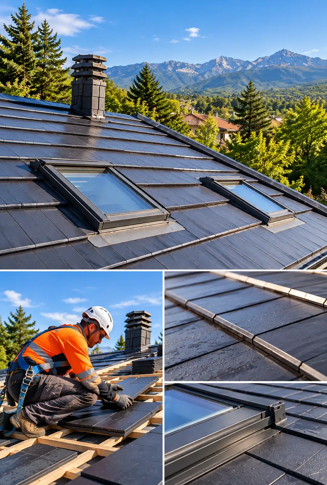 Rehabilitación de tejado con panel acabado imitación pizarra